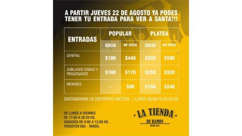 Santamarina lanza promociones para ir a la cancha